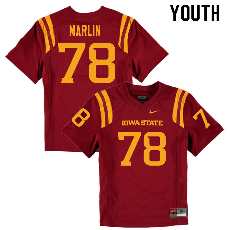 Youth #78 Jeremiah Marlin Iowa State Cyclones College Football Jerseys Sale-Cardinal